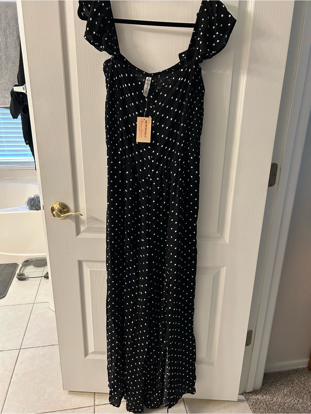 Black Polka Dot Maxi Split-Leg Jumper